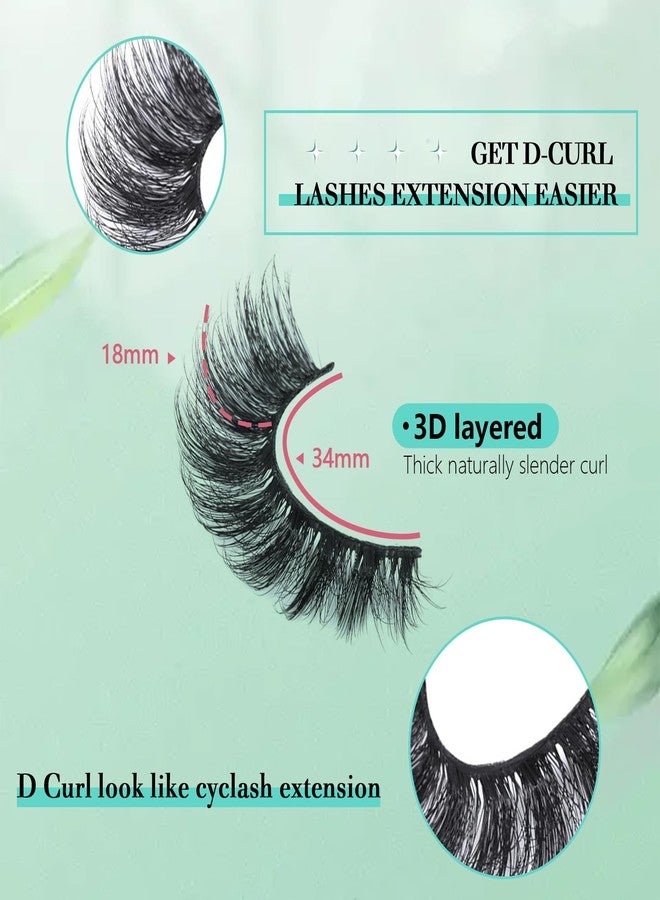 FOINEMYED Mink Lashes Strip Eyelashes Volume False Eyelashes that Look Like Extensions Glamour Wispy Curly Fake Lashes 5 Pairs Pack - Image 3